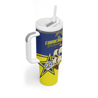 Curacao Football Pride Custom Tumbler With Handle La Familia Azul Go Champions - Wonder Print Shop