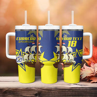 Curacao Football Pride Custom Tumbler With Handle La Familia Azul Go Champions - Wonder Print Shop