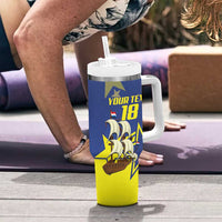 Curacao Football Pride Custom Tumbler With Handle La Familia Azul Go Champions - Wonder Print Shop