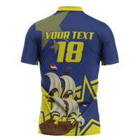 Curacao Football Pride Custom Zipper Polo Shirt La Familia Azul Go Champions - Wonder Print Shop