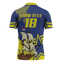 Curacao Football Pride Custom Zipper Polo Shirt La Familia Azul Go Champions - Wonder Print Shop