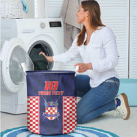 Custom Croatia Football Laundry Basket Hrvatska Chessboard Heritage - Wonder Print Shop