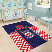 Custom Croatia Football Area Rug Hrvatska Chessboard Heritage - Wonder Print Shop