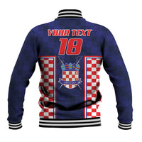 Custom Croatia Football Baseball Jacket Hrvatska Chessboard Heritage - Wonder Print Shop