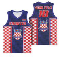 Custom Croatia Football Basketball Jersey Hrvatska Chessboard Heritage - Wonder Print Shop