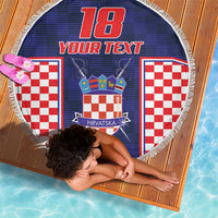 Custom Croatia Football Beach Blanket Hrvatska Chessboard Heritage - Wonder Print Shop