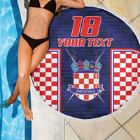 Custom Croatia Football Beach Blanket Hrvatska Chessboard Heritage - Wonder Print Shop
