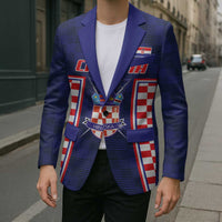 Custom Croatia Football Blazer Hrvatska Chessboard Heritage - Wonder Print Shop