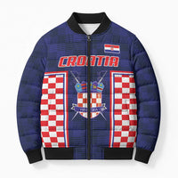 Custom Croatia Football Bomber Puffer Jacket Hrvatska Chessboard Heritage - Wonder Print Shop