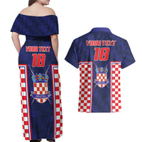 Custom Croatia Football Couples Matching Off Shoulder Maxi Dress and Hawaiian Shirt Hrvatska Chessboard Heritage - Wonder Print Shop