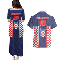 Custom Croatia Football Couples Matching Puletasi and Hawaiian Shirt Hrvatska Chessboard Heritage - Wonder Print Shop