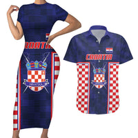 Custom Croatia Football Couples Matching Short Sleeve Bodycon Dress and Hawaiian Shirt Hrvatska Chessboard Heritage - Wonder Print Shop