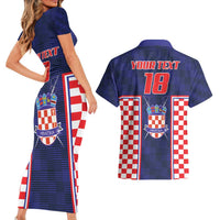 Custom Croatia Football Couples Matching Short Sleeve Bodycon Dress and Hawaiian Shirt Hrvatska Chessboard Heritage - Wonder Print Shop