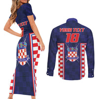 Custom Croatia Football Couples Matching Short Sleeve Bodycon Dress and Long Sleeve Button Shirt Hrvatska Chessboard Heritage - Wonder Print Shop