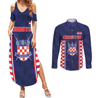 Custom Croatia Football Couples Matching Summer Maxi Dress and Long Sleeve Button Shirt Hrvatska Chessboard Heritage - Wonder Print Shop