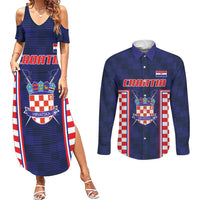 Custom Croatia Football Couples Matching Summer Maxi Dress and Long Sleeve Button Shirt Hrvatska Chessboard Heritage - Wonder Print Shop