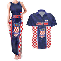 Custom Croatia Football Couples Matching Tank Maxi Dress and Hawaiian Shirt Hrvatska Chessboard Heritage - Wonder Print Shop