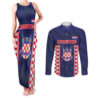 Custom Croatia Football Couples Matching Tank Maxi Dress and Long Sleeve Button Shirt Hrvatska Chessboard Heritage - Wonder Print Shop