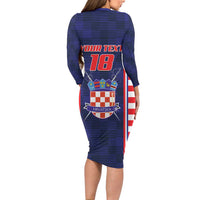 Custom Croatia Football Family Matching Long Sleeve Bodycon Dress and Hawaiian Shirt Hrvatska Chessboard Heritage - Wonder Print Shop