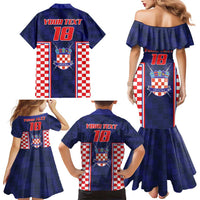 Custom Croatia Football Family Matching Mermaid Dress and Hawaiian Shirt Hrvatska Chessboard Heritage - Wonder Print Shop