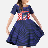 Custom Croatia Football Family Matching Off The Shoulder Long Sleeve Dress and Hawaiian Shirt Hrvatska Chessboard Heritage - Wonder Print Shop
