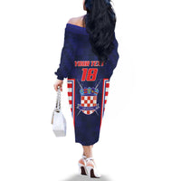 Custom Croatia Football Family Matching Off The Shoulder Long Sleeve Dress and Hawaiian Shirt Hrvatska Chessboard Heritage - Wonder Print Shop