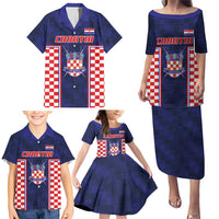 Custom Croatia Football Family Matching Puletasi and Hawaiian Shirt Hrvatska Chessboard Heritage - Wonder Print Shop