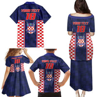 Custom Croatia Football Family Matching Puletasi and Hawaiian Shirt Hrvatska Chessboard Heritage - Wonder Print Shop