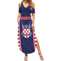 Custom Croatia Football Family Matching Summer Maxi Dress and Hawaiian Shirt Hrvatska Chessboard Heritage - Wonder Print Shop
