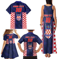 Custom Croatia Football Family Matching Tank Maxi Dress and Hawaiian Shirt Hrvatska Chessboard Heritage - Wonder Print Shop