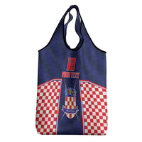 Custom Croatia Football Grocery Bag Hrvatska Chessboard Heritage - Wonder Print Shop