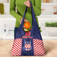 Custom Croatia Football Grocery Bag Hrvatska Chessboard Heritage - Wonder Print Shop