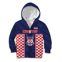 Custom Croatia Football Kid Hoodie Hrvatska Chessboard Heritage - Wonder Print Shop