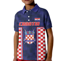 Custom Croatia Football Kid Polo Shirt Hrvatska Chessboard Heritage - Wonder Print Shop