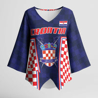 Custom Croatia Football Kimono Sleeve Blouse Hrvatska Chessboard Heritage - Wonder Print Shop
