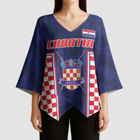 Custom Croatia Football Kimono Sleeve Blouse Hrvatska Chessboard Heritage - Wonder Print Shop