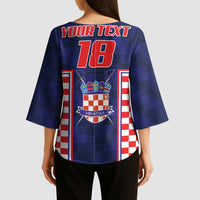 Custom Croatia Football Kimono Sleeve Blouse Hrvatska Chessboard Heritage - Wonder Print Shop