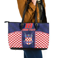 Custom Croatia Football Leather Tote Bag Hrvatska Chessboard Heritage - Wonder Print Shop