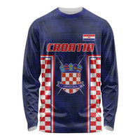 Custom Croatia Football Long Sleeve Shirt Hrvatska Chessboard Heritage - Wonder Print Shop