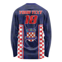 Custom Croatia Football Long Sleeve Shirt Hrvatska Chessboard Heritage - Wonder Print Shop