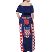 Custom Croatia Football Off Shoulder Maxi Dress Hrvatska Chessboard Heritage - Wonder Print Shop