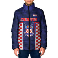 Custom Croatia Football Padded Jacket Hrvatska Chessboard Heritage - Wonder Print Shop