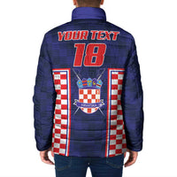 Custom Croatia Football Padded Jacket Hrvatska Chessboard Heritage - Wonder Print Shop