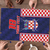 Custom Croatia Football Puzzle Hrvatska Chessboard Heritage - Wonder Print Shop