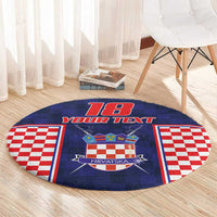 Custom Croatia Football Round Carpet Hrvatska Chessboard Heritage - Wonder Print Shop