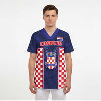 Custom Croatia Football Scrub Top Hrvatska Chessboard Heritage - Wonder Print Shop