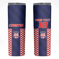 Custom Croatia Football Skinny Tumbler Hrvatska Chessboard Heritage - Wonder Print Shop