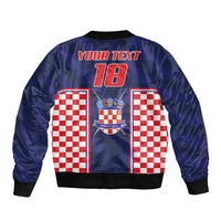 Custom Croatia Football Sleeve Zip Bomber Jacket Hrvatska Chessboard Heritage - Wonder Print Shop