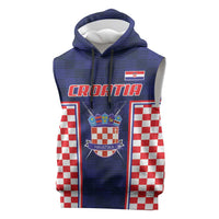 Custom Croatia Football Sleeveless Hoodie Hrvatska Chessboard Heritage - Wonder Print Shop