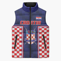 Custom Croatia Football Sleeveless Puffer Jacket Hrvatska Chessboard Heritage - Wonder Print Shop